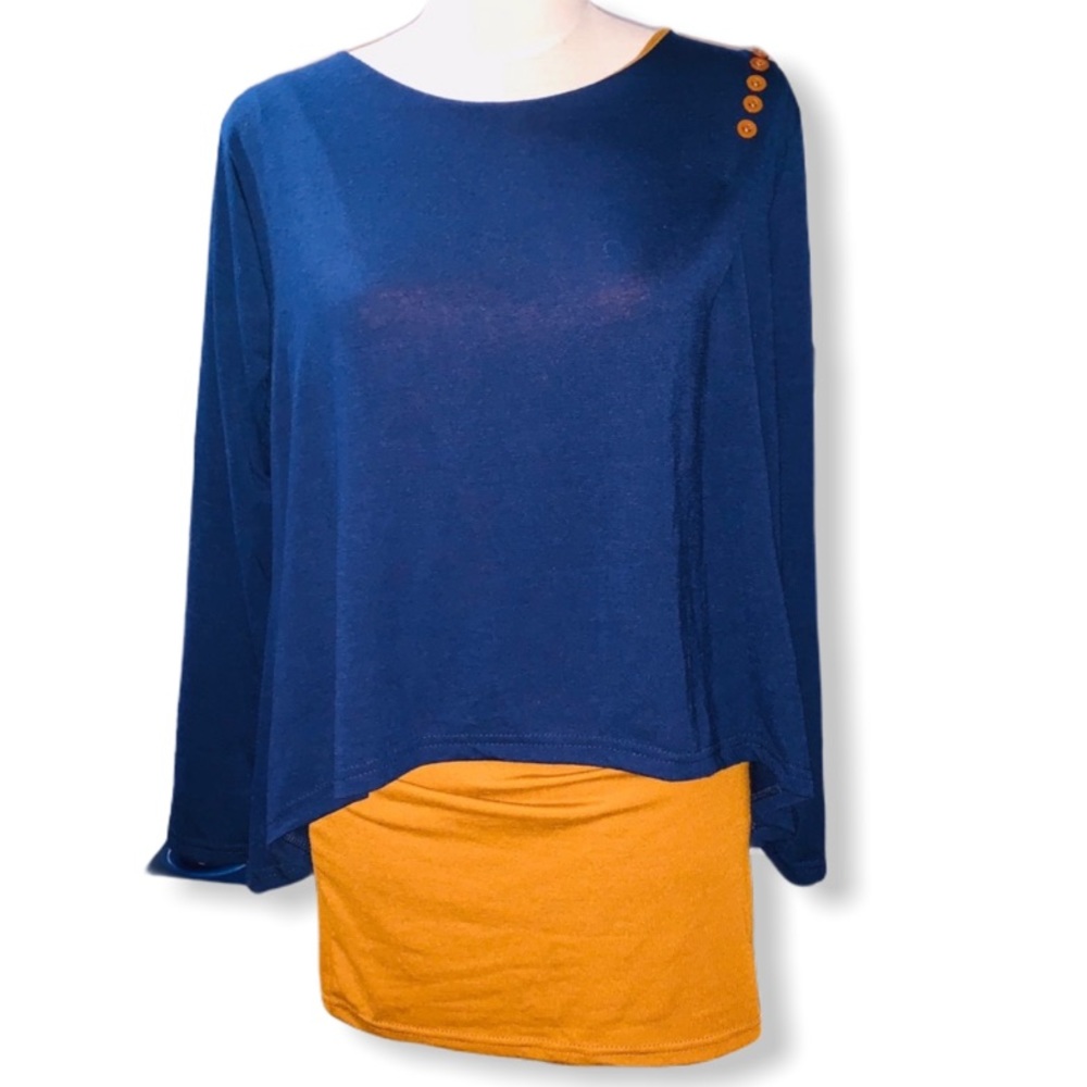 Two layered Navy & Mustard Top